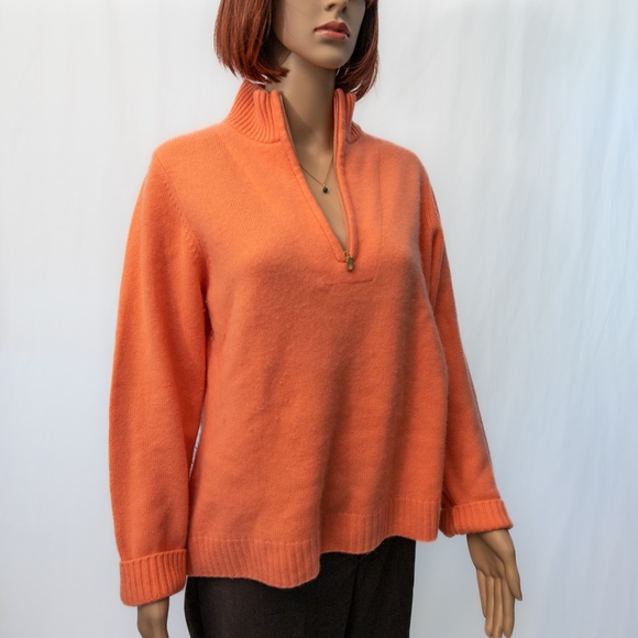 Tommy Bahama Cashmere Coral Sweater ¾ zip 3/4 zipper - Picture 2 of 6